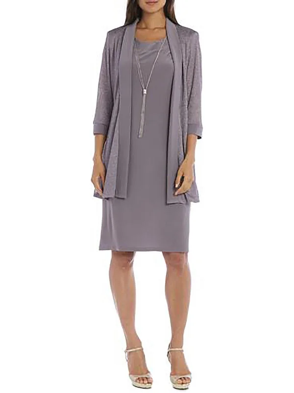 Hurry In Womens Knit Metallic Topper Jacket
