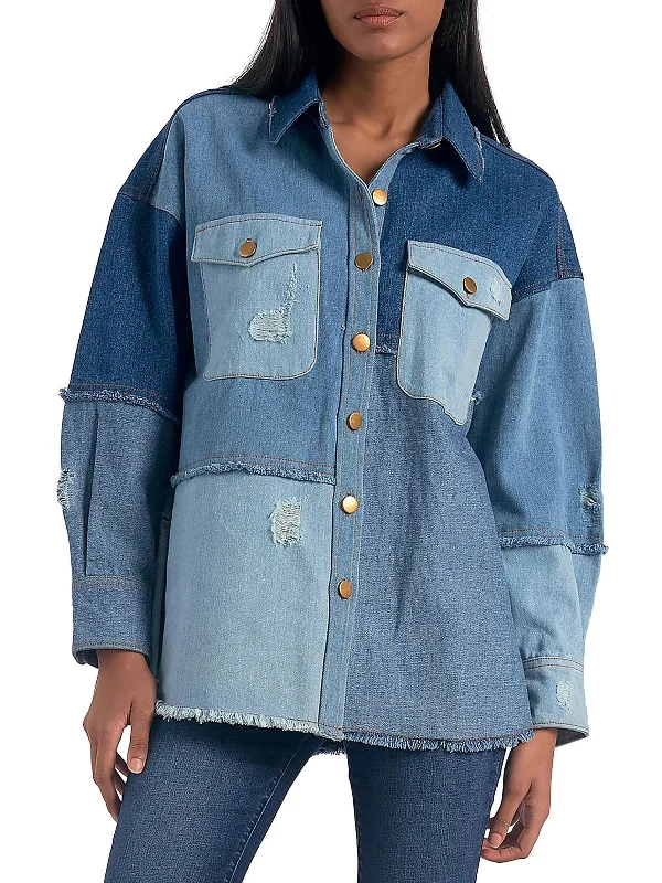 Reduced Prices Womens Patch Work Casual Shirt Jacket