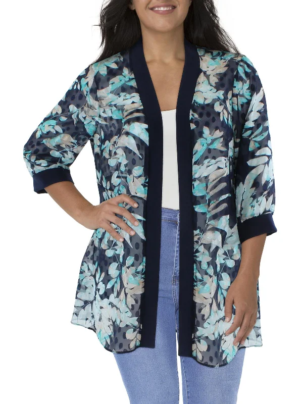 Reduced Prices Womens Printed Duster Open-Front Blazer