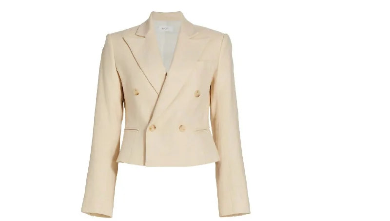 Mega Deal Women's River Linen Double Breasted Blazer In Barely Beige