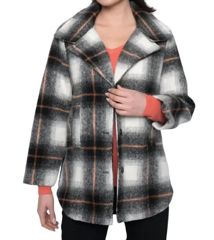 Deal Mania Wool Jacket With Buttons In Persimmon Multi