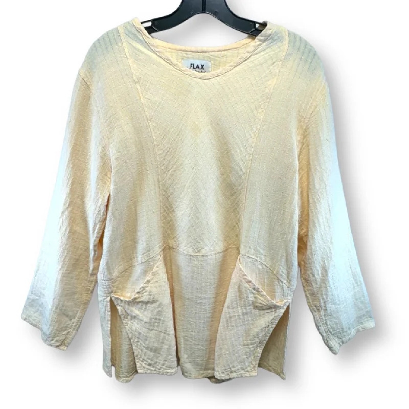 The Best Prices Yellow Top Long Sleeve Flax, Size S