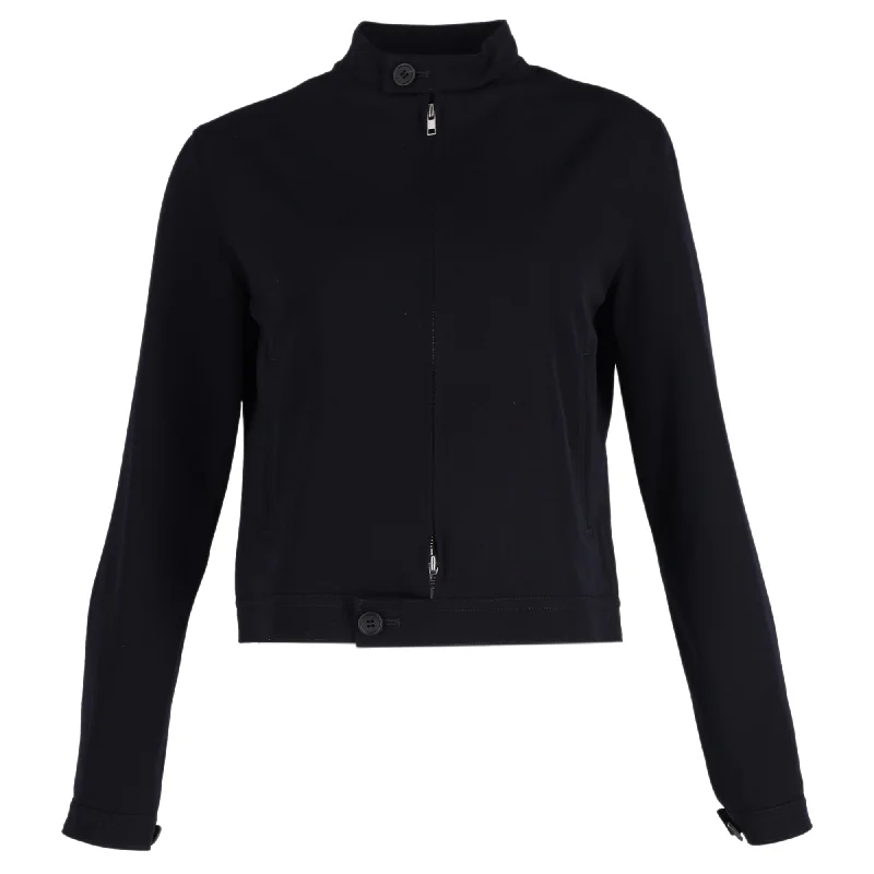 Final Clearance Yohji Yamamoto Zip Jacket in Navy Blue Wool