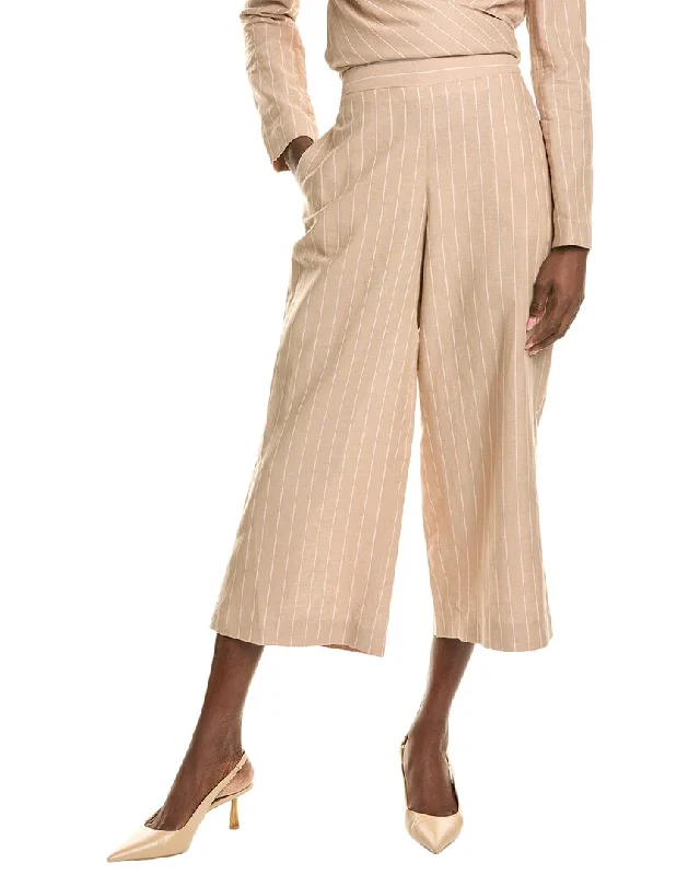 Price Cut BCBGMAXAZRIA Wide Leg Linen-Blend Crop Pant