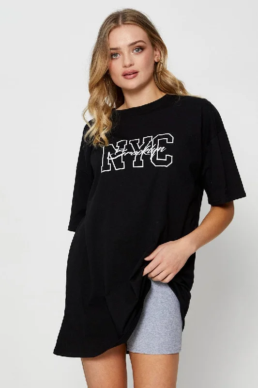 Savings Galore Black Graphic T Shirt Short Sleeve