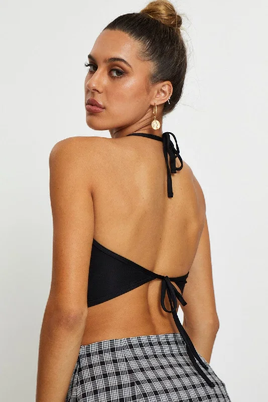 Low Prices Black Halter Top