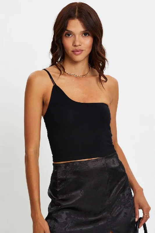 Price Drop Alert Black One Shoulder Cami Top