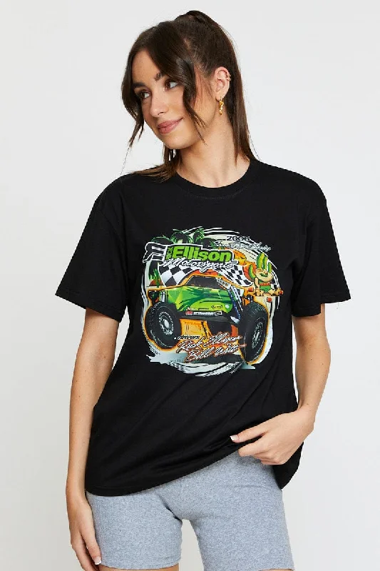 Price Reduction Black Vintage T Shirt Short Sleeve