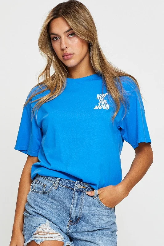 Special Savings Blue Graphic T Shirt Short Sleeve