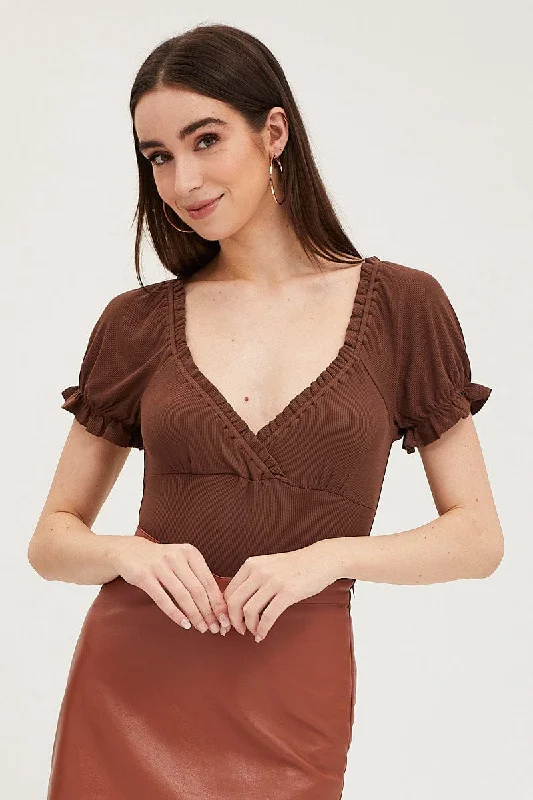 Exclusive Savings Brown Bodysuit Short Sleeve