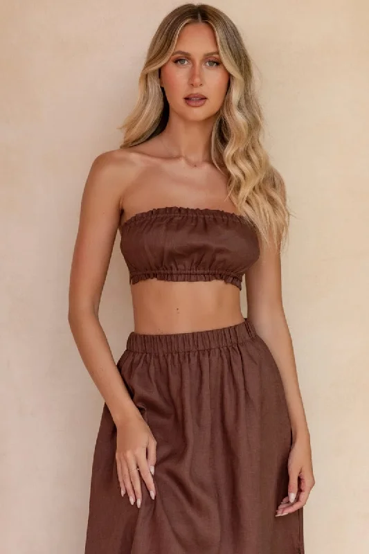 Bonus Savings Brown Boobtube Sleeveless Crop