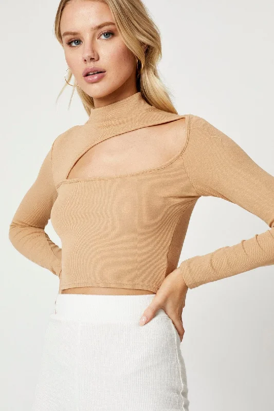 Deal Dash Brown Cut Out Top