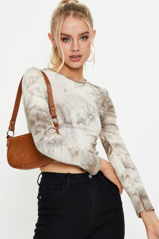 Amazing Deals Brown Tie Dye Top