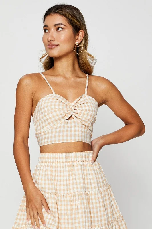 Limited Stock Check Cami Top Crop