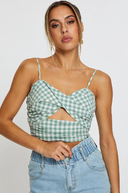 Early Bird Discount Check Crop Top Sleeveless