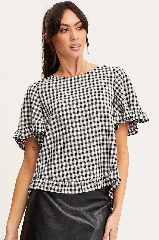 Special Promotion Check Frill Top Short Sleeve