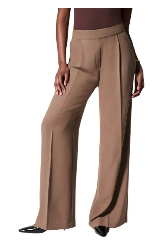 Midnight Madness Crepe Pleated Trousers In Cedar