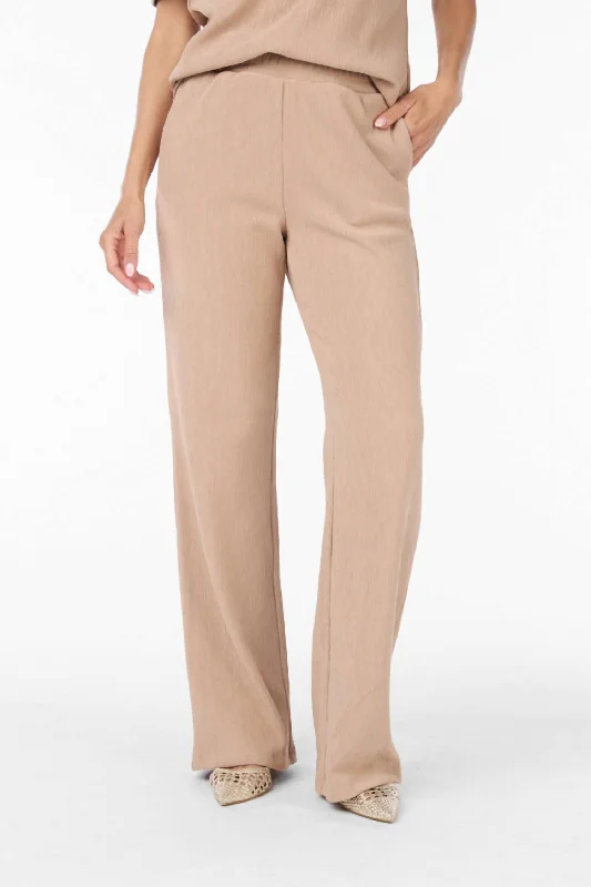 Inventory Reduction Crinkle Trousers In Dark Sand