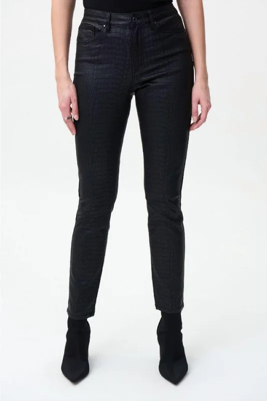 Mega Sale Croc Print Pants In Black