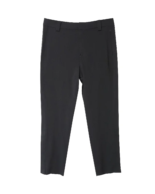 Crazy Deals Ganni Regular Fit Cropped Trousers in Black Viscose