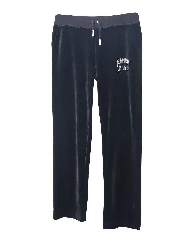 Year-End Sale Ganni x Juicy Couture Diamante Delray Pants in Black Organic Cotton