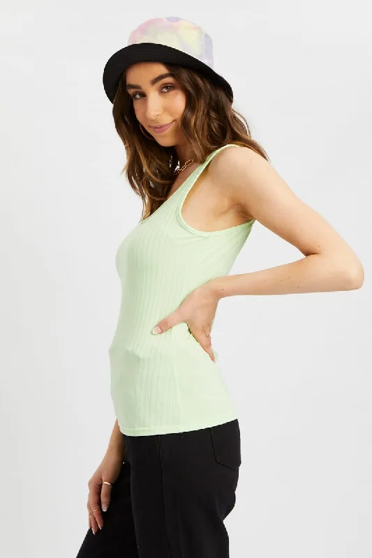 Super Bargain Green Ribbed Scoop Neck Top
