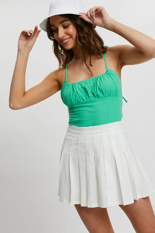 Overstock Green Tie Strap Scoop Neck Gathered Singlet
