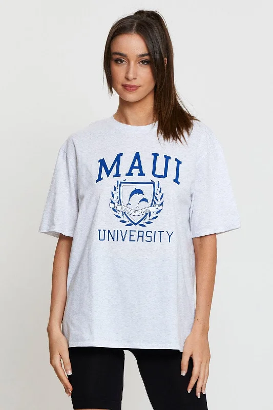 Low Prices Grey Graphic T Shirt Short Sleeve