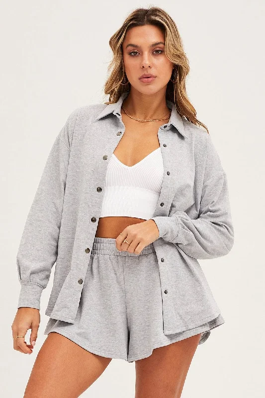 Amazing Deals Grey Oversized Shirt Loungewear