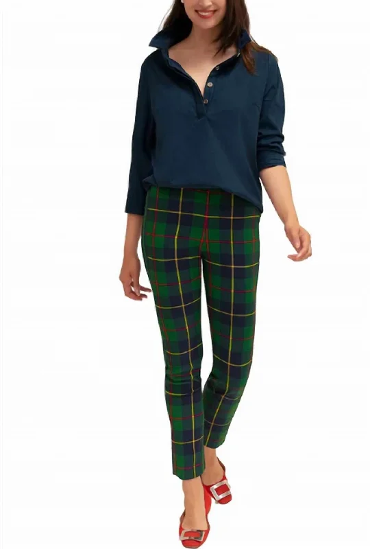 Price Reduction Gripeless Pull On Pant - Plaidly Cooper In Green Multi