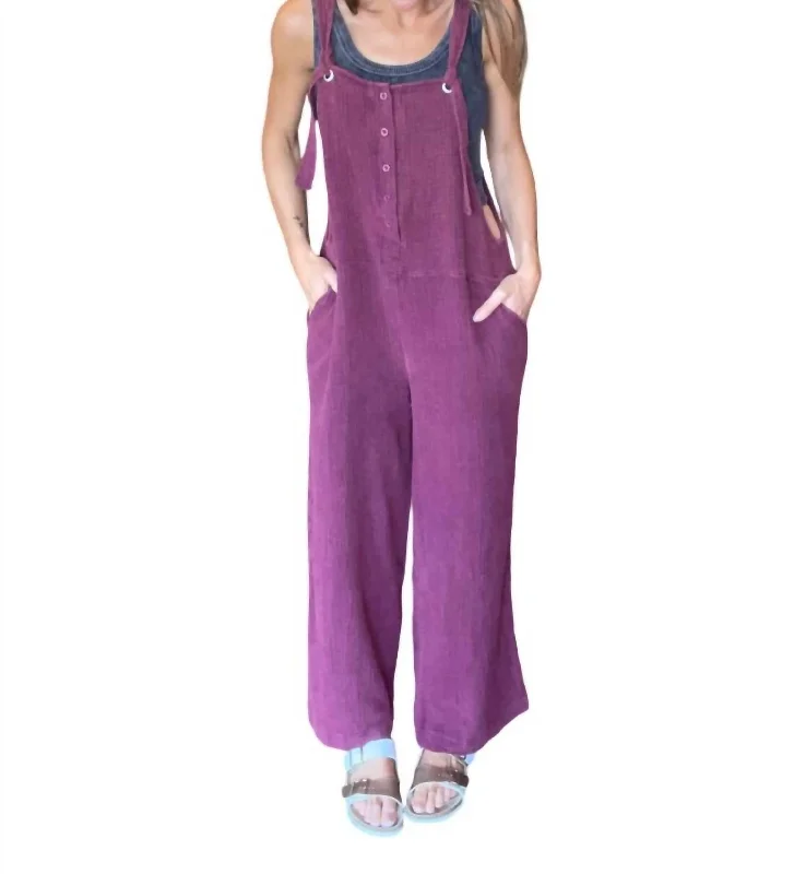 Great Bargains Henley Washed Overalls In Plum