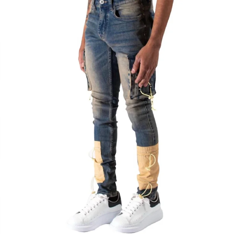 Daily Deals Infinity 8 Cargo Jeans In Indigo Earth Wash