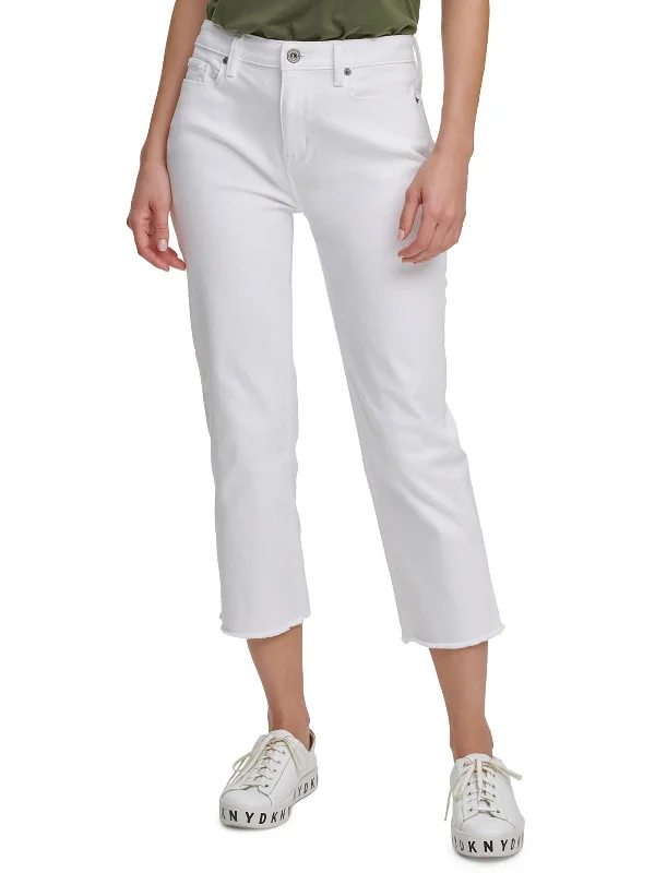 Savings Galore Juniors Rivington Womens Cropped Mid Rise Straight Leg Jeans
