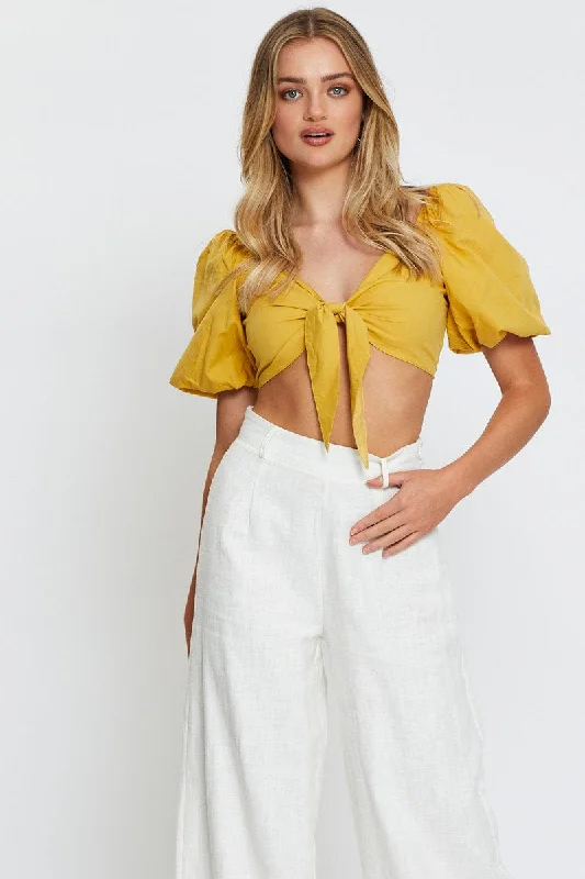Savings Bonanza Light Must Crop Top Tie Up