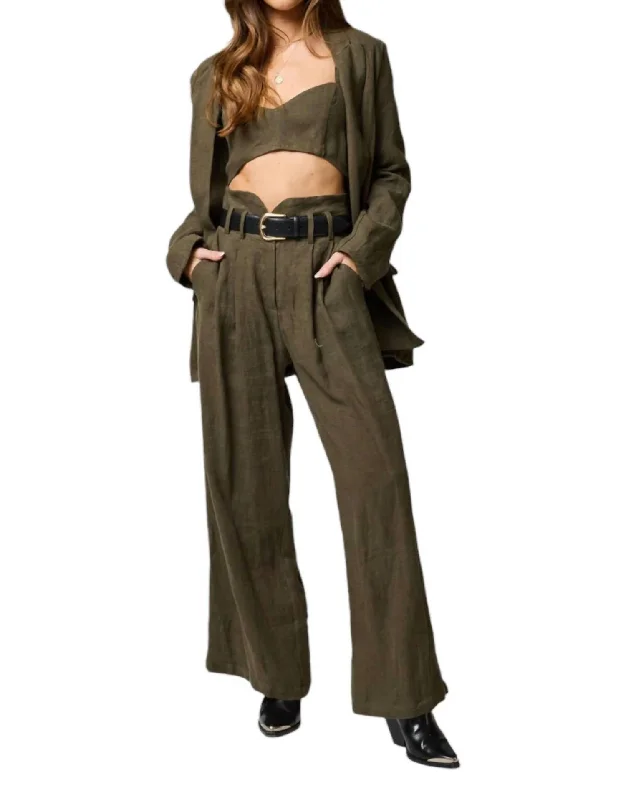Markdowns Linen Knotch Waist Pants In Palma