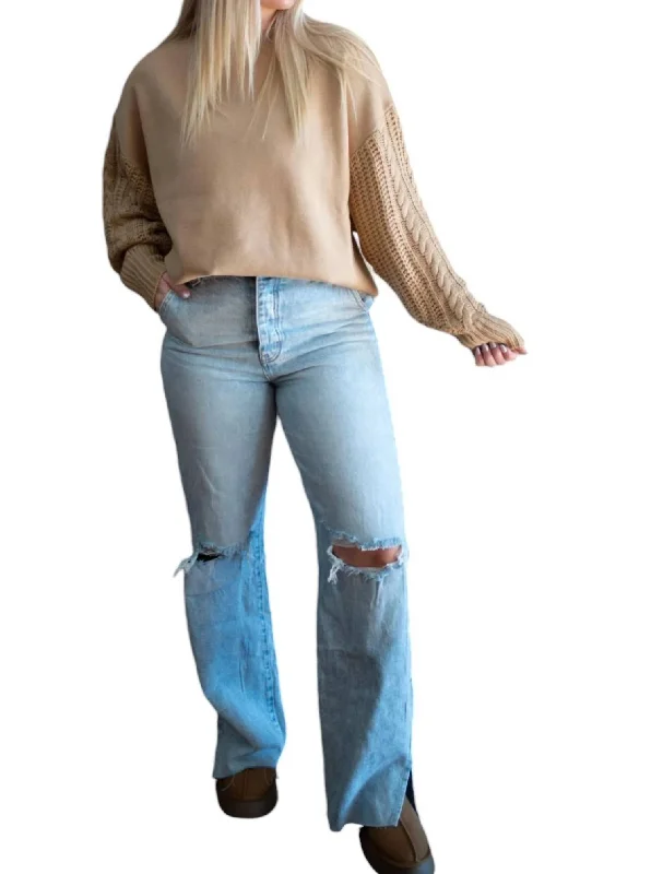 Hurry In Lover Boy Wide Leg Jeans In Washed Blue