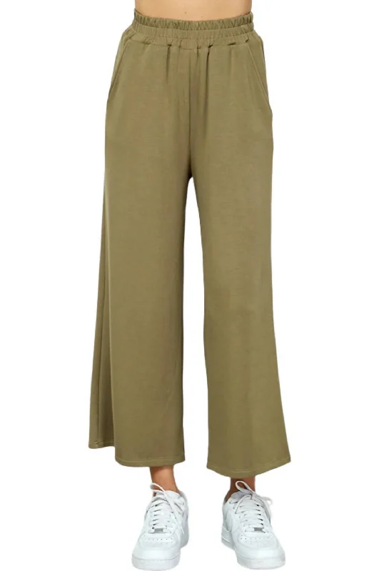 Markdown Madness Martha Cropped Wide Pants In Olive