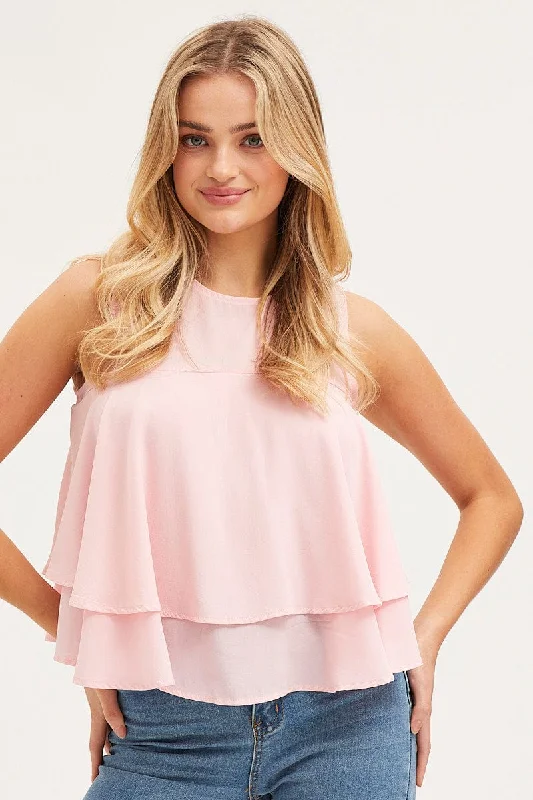 Deal of the Day Pink Peplum Top Sleeveless