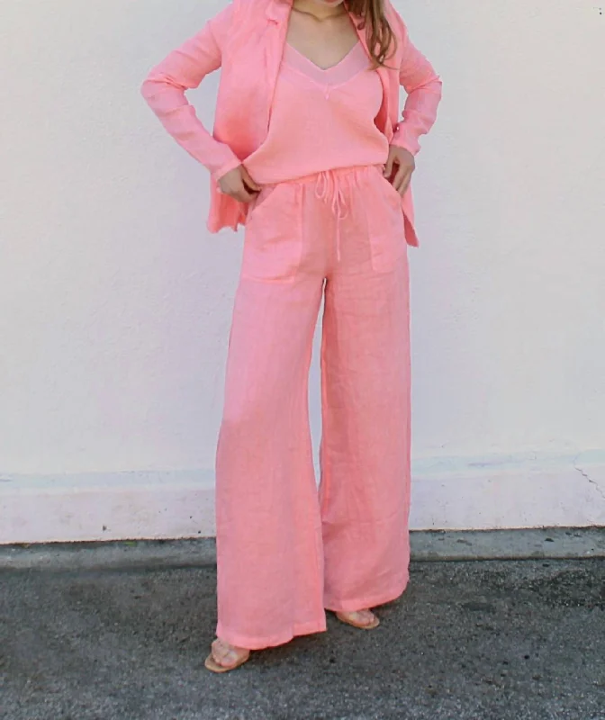 Deep Discounts Pocket Linen Pant In Geranium