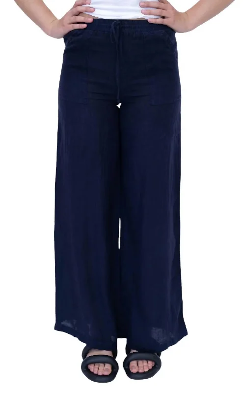 Bargain Prices Pocket Linen Pants In Navy
