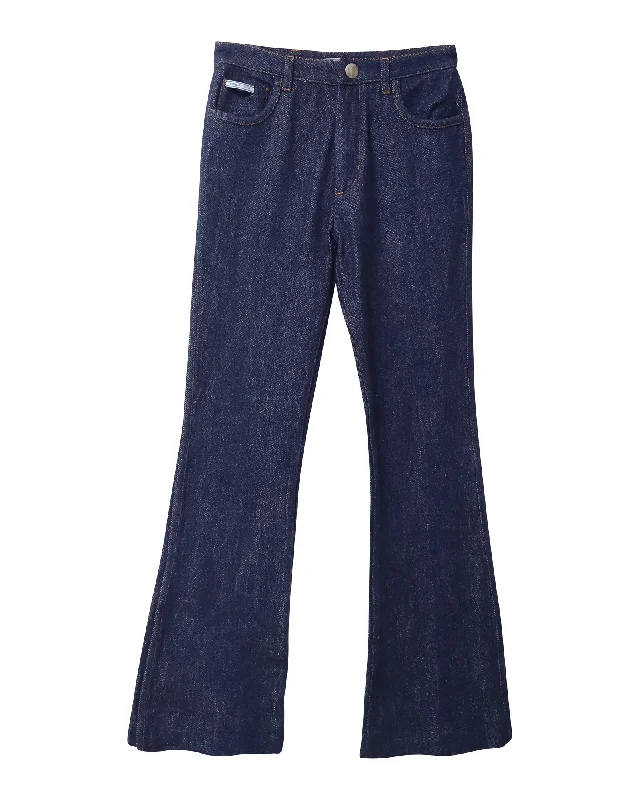 Special Promotion Prada Flared Denim Jeans in Dark Blue Cotton