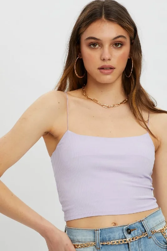 Don’t Miss Out Purple Bungee Strap Scoop Neck Cami