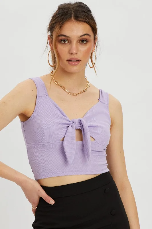 Get It Before It’s Gone Purple Tie Front Cami