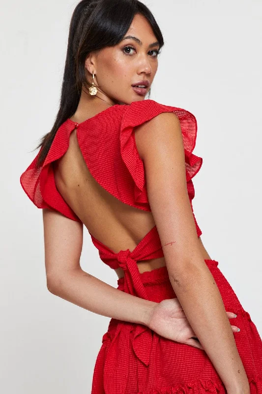 Today Only Red Crop Top Short Sleeve