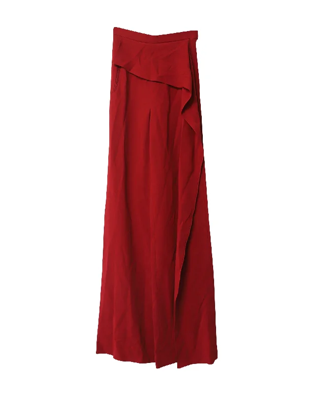 Season Finale Sale Roland Mouret Straight-Leg Pants With Flutter Trim In Red Polyester