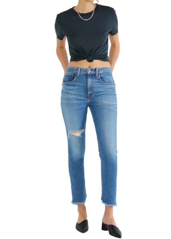 Don't Wait Scarlet Mid Rise Slim Jeans In Midnight Frost