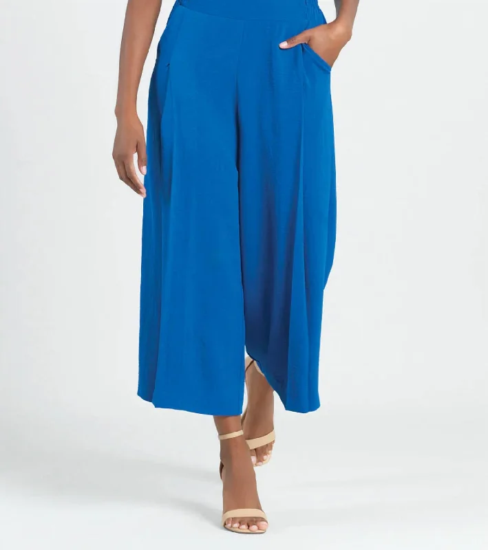 Price Break Soft Textured Rayon - Side Pocket Culotte Pant In Cobalt