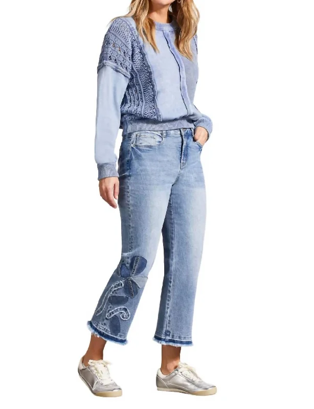 Price Cut Sophia Microflare Crop Denim Jean In Flower Blue