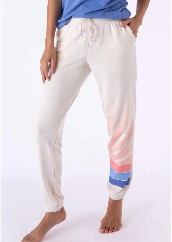 Midnight Madness Sun Stripe Banded Pants In Stone