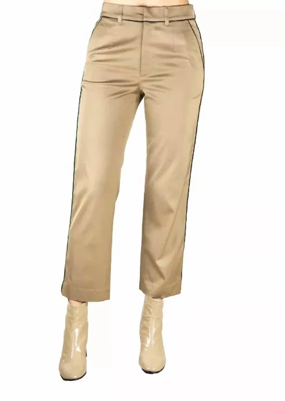 Clearance Event Tarika High Power Cupro Cropped Trouser In Khaki